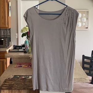 Ann Taylor Loft Grey Gray Capped Sleeve Tee Large